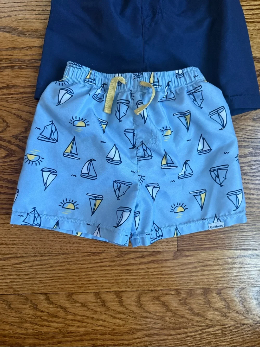 Gerber Boys' Navy and Light Blue Sailboat Swim Shorts Set 2T